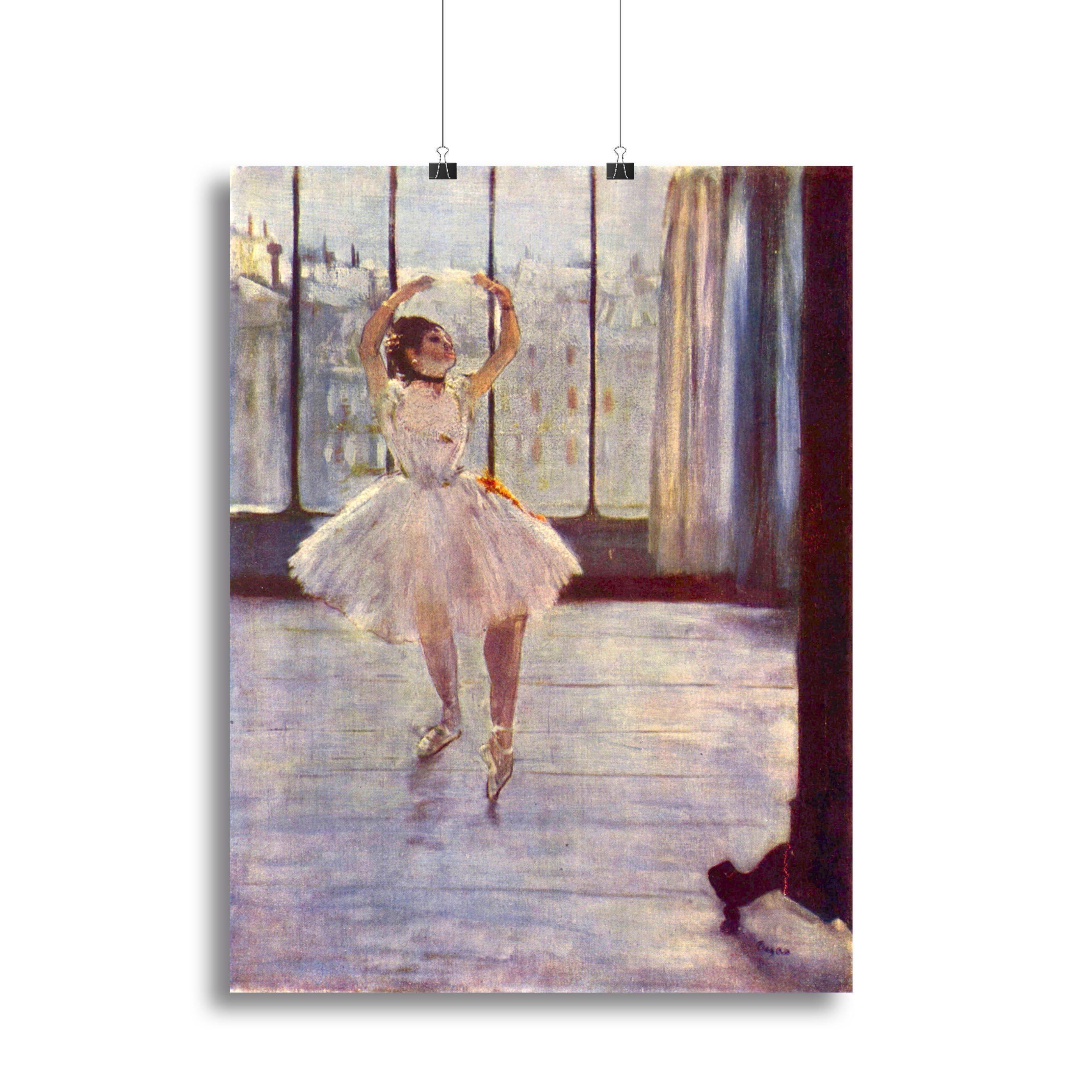 Canvas print of Degas' 'The Dancer at the Photographer', showcasing a graceful ballet dancer in soft colors.